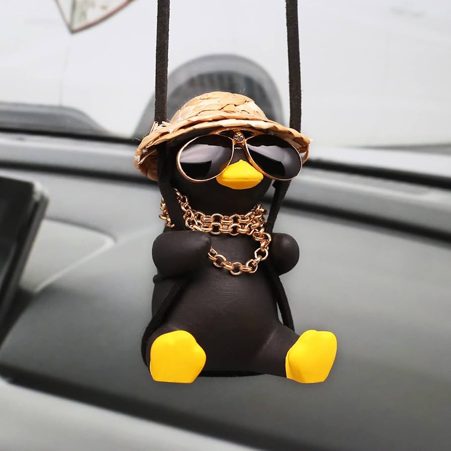 Swinging Duck With Sunglasses Rearview Mirror