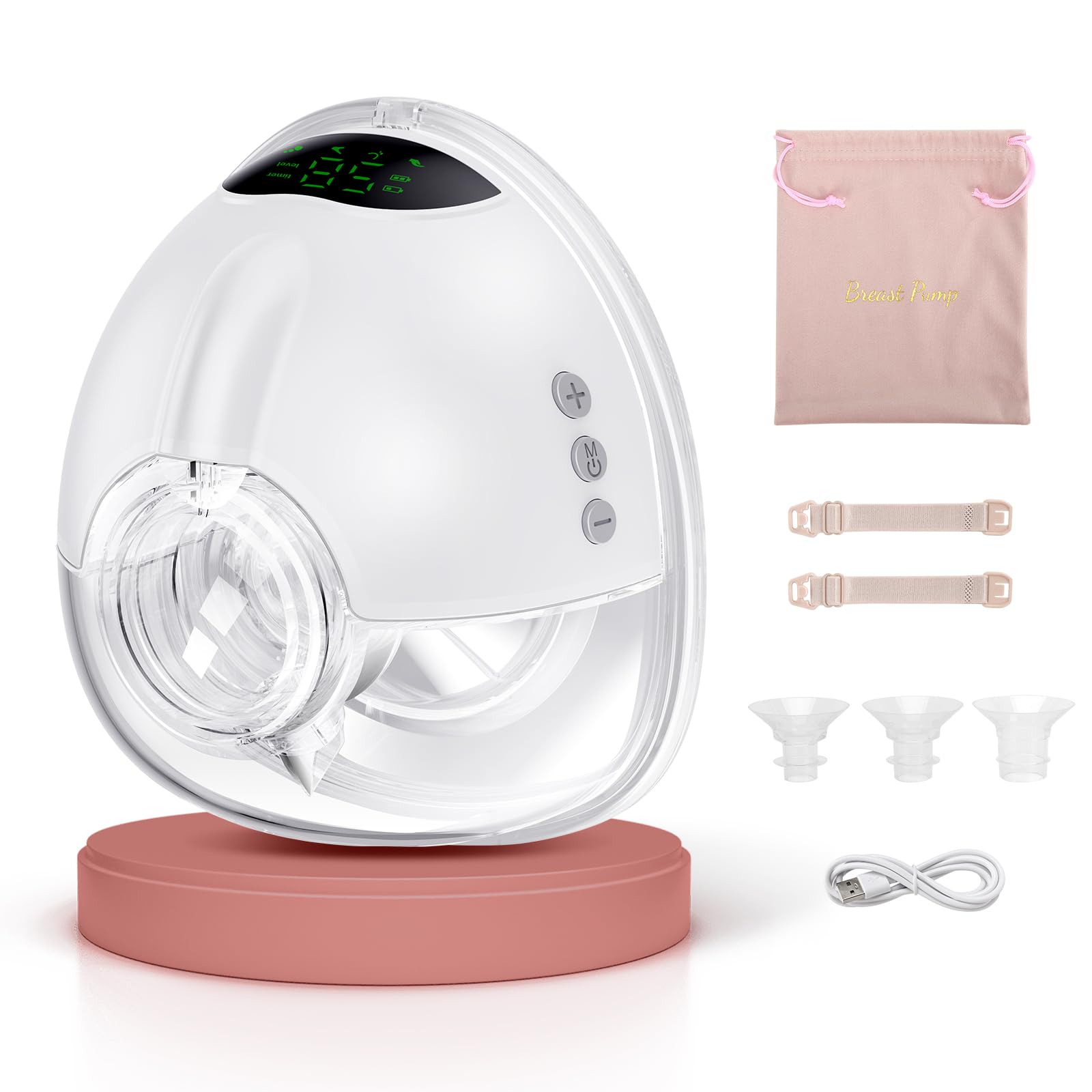 Lulia Breast Pump Hands Free, Wearable Breastfeeding Pump, 4 Modes & 9 Levels, Portable, Painless, Low Noise, BPA Free, Electric Breast Pump with 17/19/21/24MM Flange(1 Pack)