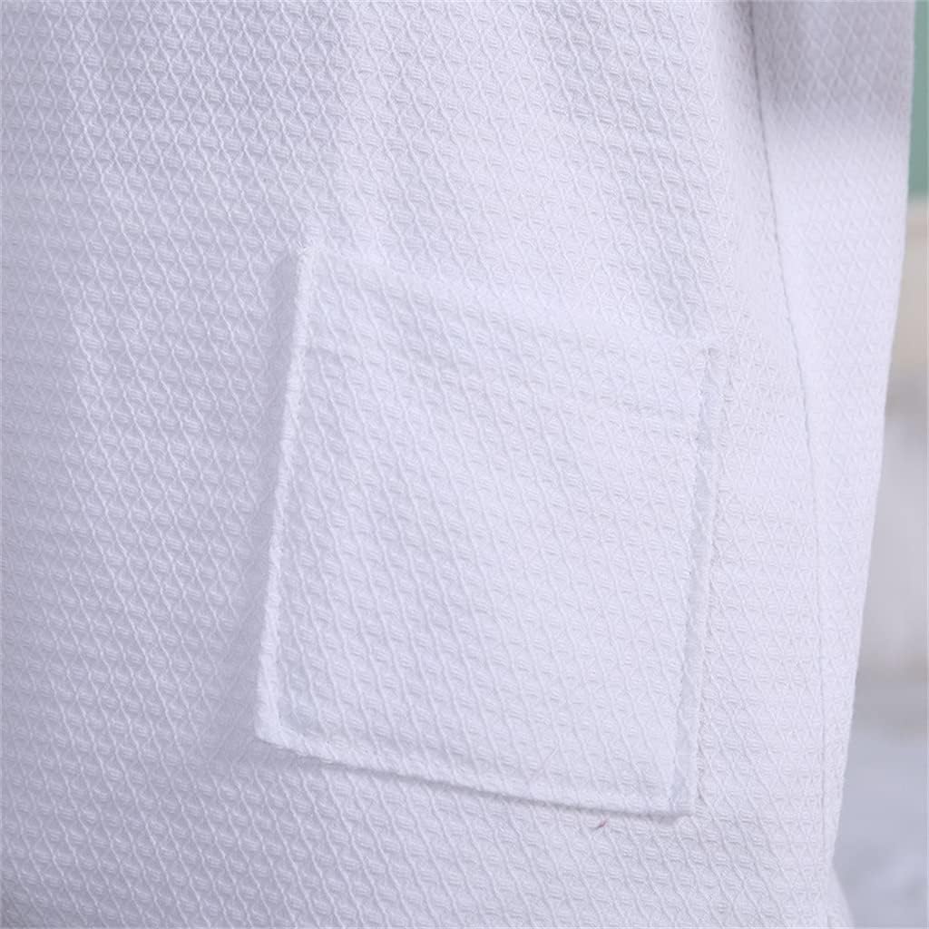 Bathrobe Men's Cotton Casual Solid Color Waffle Breathable Soft Bathrobe Night Gown Home Service