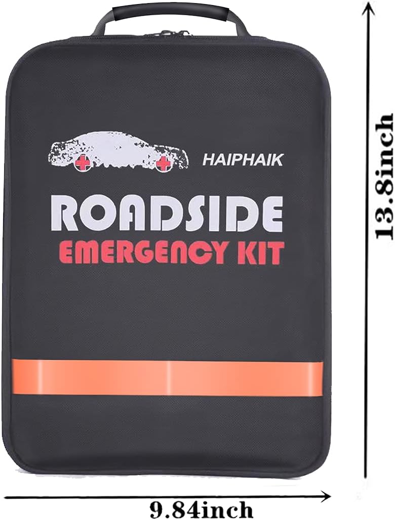 HAIPHAIK Emergency Roadside Toolkit - Multipurpose Emergency Pack Car Premium Road Kit Essentials Jumper Cables Set 11.8 Foot (Upgrade) Emergency Roadside Kit 124 Pieces : Automotive