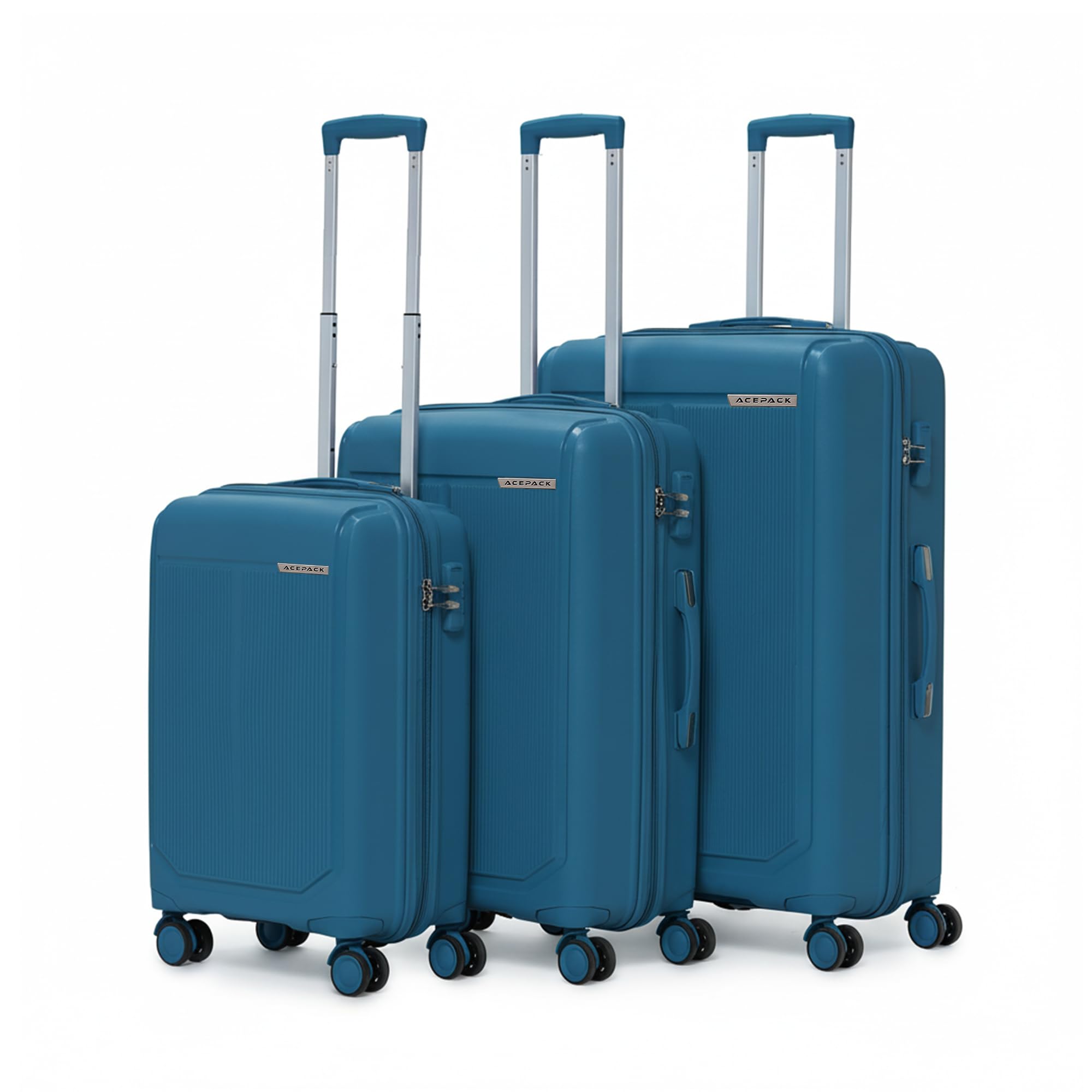 MEGATRON Set Of 3 Pieces (Small + Medium + Large) Trolley Bag, Lightweight Luggage Suitcase With Spinner 8 Wheel, Unbreakable Polypropylene Hard Shell, In-Built Number Lock, 3 Years Warranty