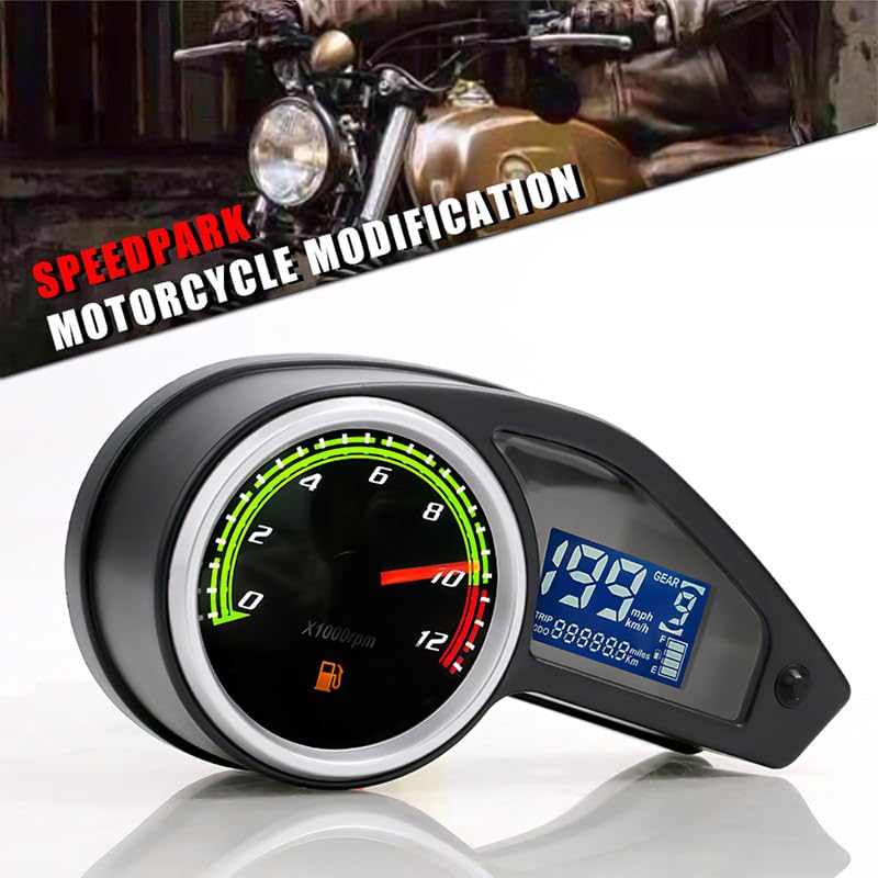 Waterproof Digital Speedometer Tachometer Fuel Gauge Odometer for Motorcycles for Hawk 250