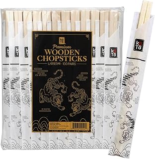KOTO Disposable Wooden Chopsticks – 100 Pairs Individually Wrapped | Eco-Friendly, Smooth Finish, Splinter-Free | Ideal for Sushi, Asian Cuisine, Takeout & Restaurant Use