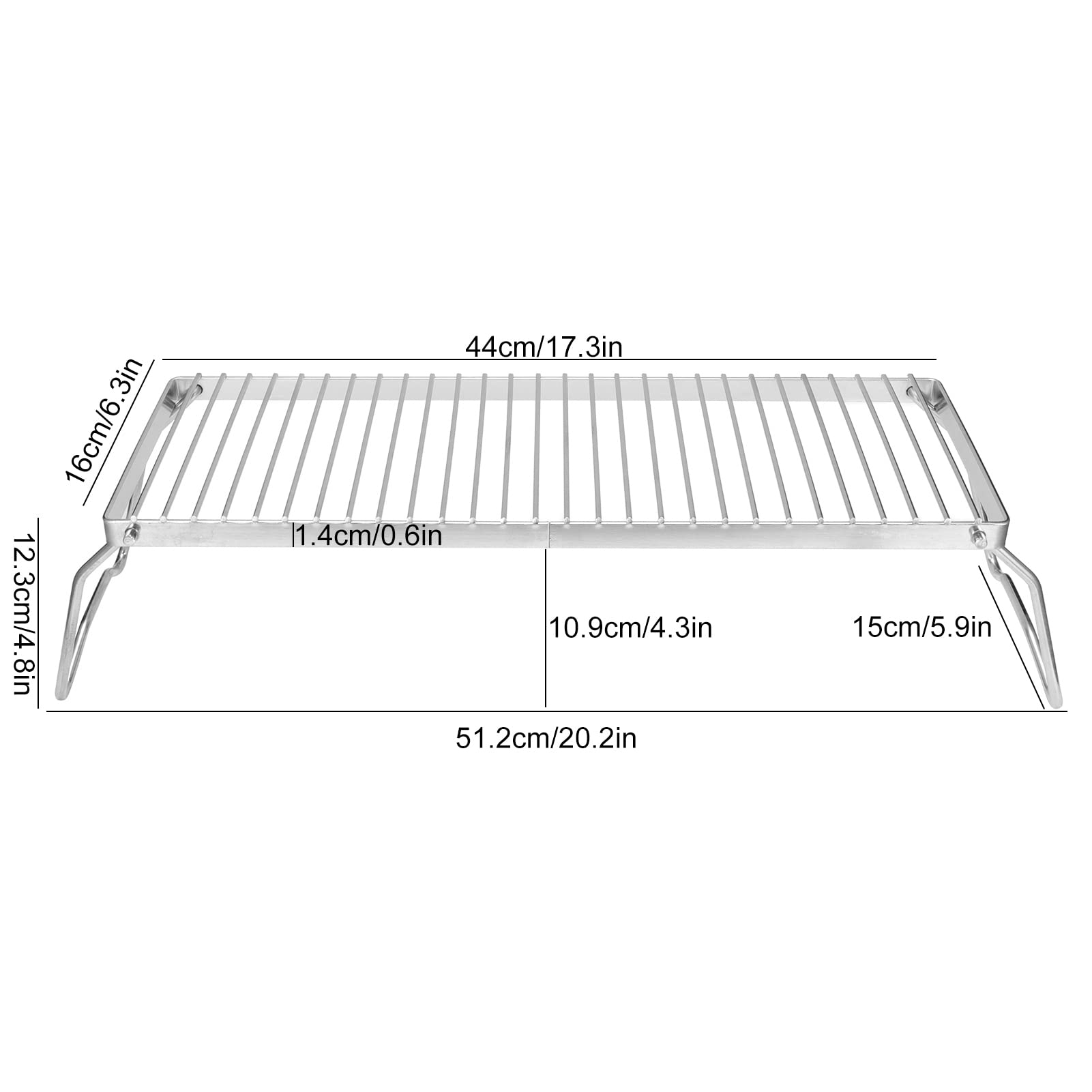 Parrilla Plegable para Fogata, Parrilla para Fogata, Barbacoa Portátil de Acero Inoxidable, Parrilla para Cocinar, Rejilla, Accesorio para Acampar para Jardín de Picnic Al Aire
