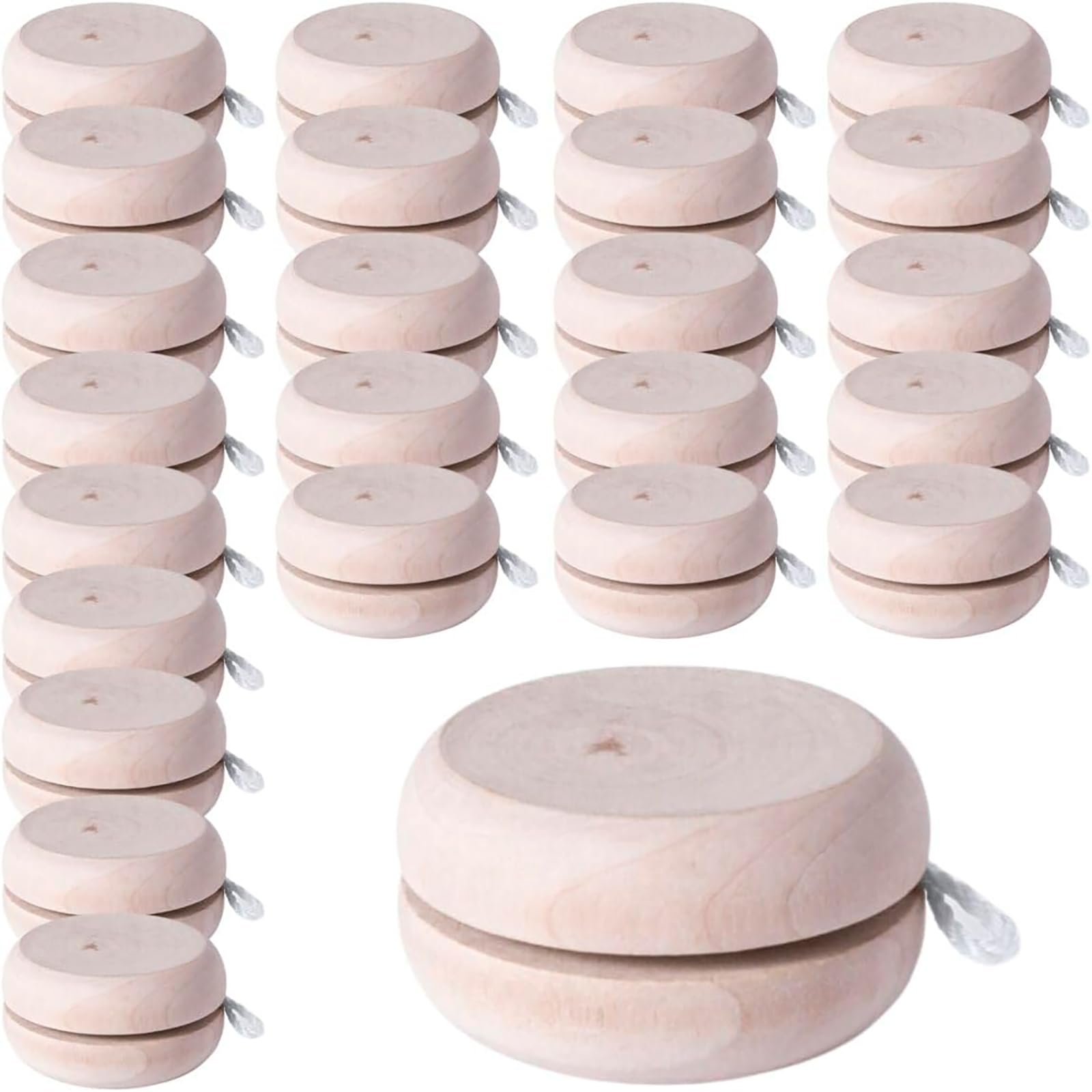 Lote 25 Juego Yoyos de Madera Natural . Detalle Genial para Regalos de Cumpleaños Infantiles, Niños Clase, Comuniones, Boda o Bautizos