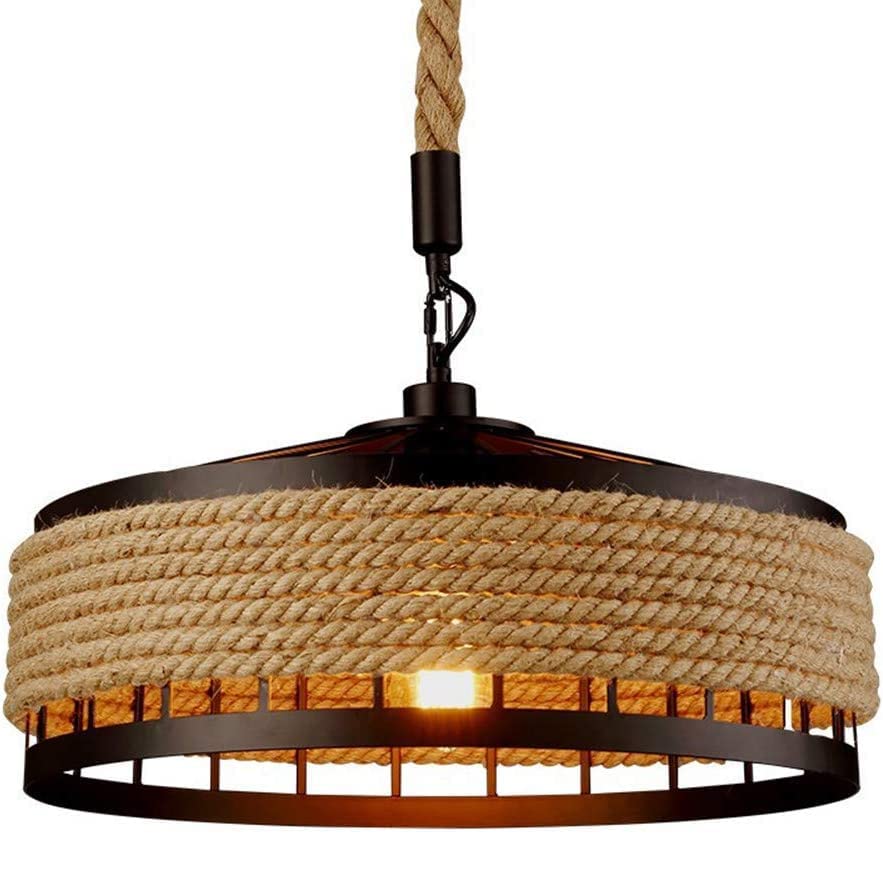 Suspension retro corde de chanvre pour decoration bistrot et salle a manger