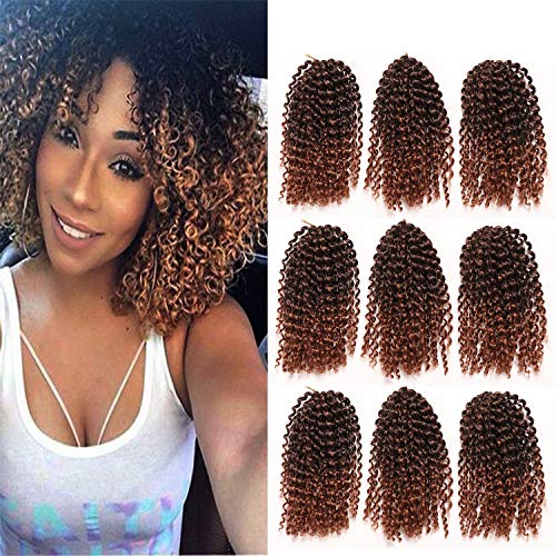 9 Bundles/Lot Marlybob Crochet Hair Kinky Curly Crochet Hair 8 Inch Short Jerry Curly Crochet Hair Omber Crochet Braids Crochet Braiding Hair (#T30)