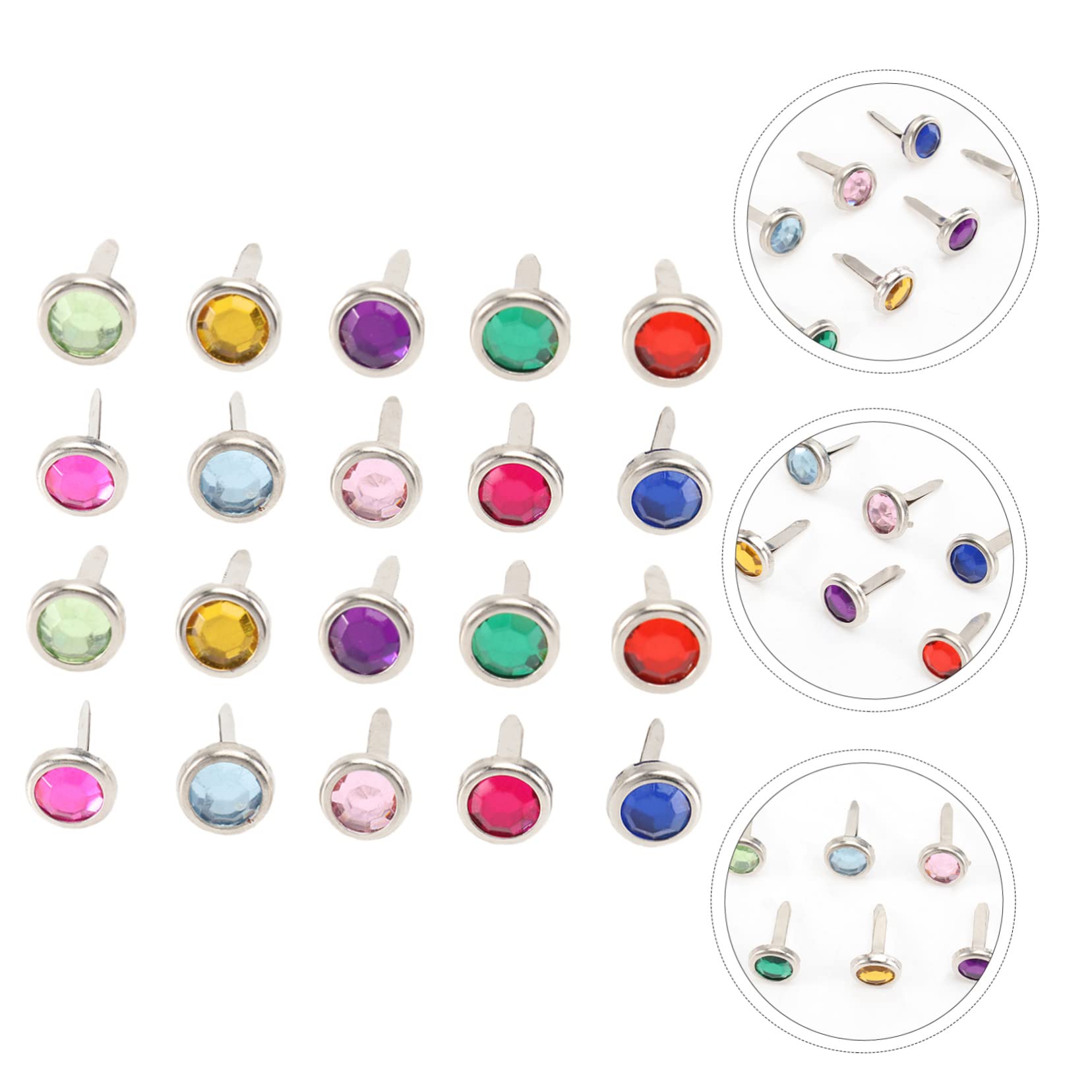 VILLCASE Metal Craft Brads Mini Round Brads 100pcs Acrylic Fasteners for Scrapbooking Decorative Fasteners Random Color