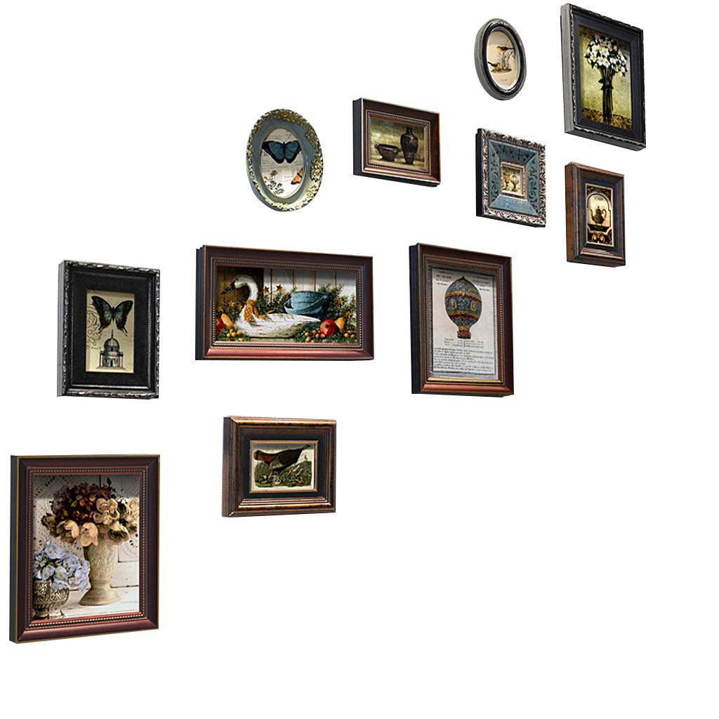 11 Pezzi cornici in Legno Set da Parete cornici Multiple per Foto | Kit da Parete per Galleria cornici per Collage con Modello per Appendere | Combinazione Fai da Te Portico Scala Pittura de