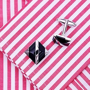 LSTGJ Shirt Manchetknopen voor heren Manchetknopen Manchetknoop Zwart (Hoofdsteen Kleur: Zwart, Metalen kleur: Olny Manchetknopen)