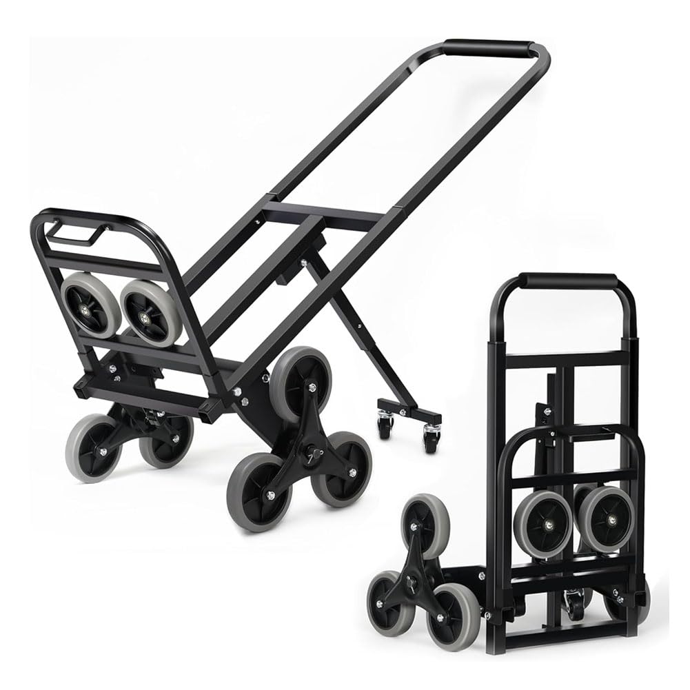 Robuster Treppensteiger Karren, Klappbarer Sackkarren mit 250kg Tragkraft Tragbarer Multifunktionaler Wagen für Ebene und Treppen Einfaches Falten