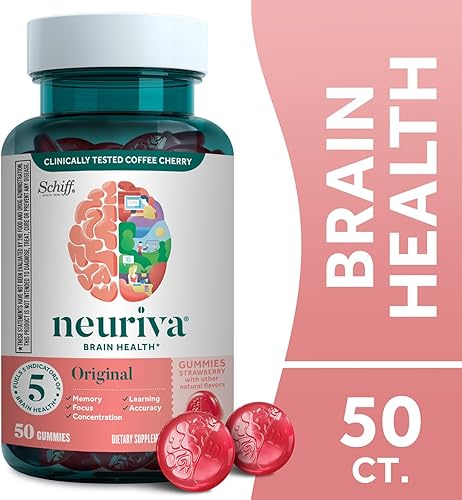 Miniatura 2 de Neuriva Original Brain Health Support - Gomitas de fresa (50 unidades), apoyo cerebral con fosfatidilserina y café descafeinado y cereza