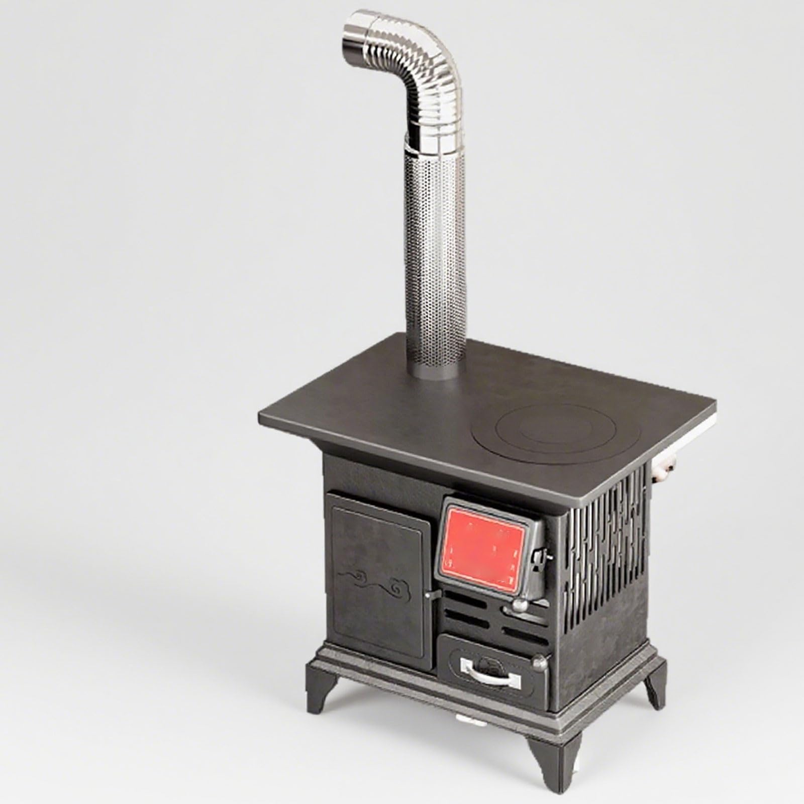 Stuffa da Cucina a Legna, Gamma di cucine in ghisa con Camino, fornello efficiente per Riscaldamento Rustico e Cottura in cabine