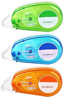 Loobas 3 PCS Glue Tape Roller Adhesive Crafts Double Sided Applicator Scrapbook Runner Transparent Dispenser Dot for Crafting Cards Paper (8mmx5m)