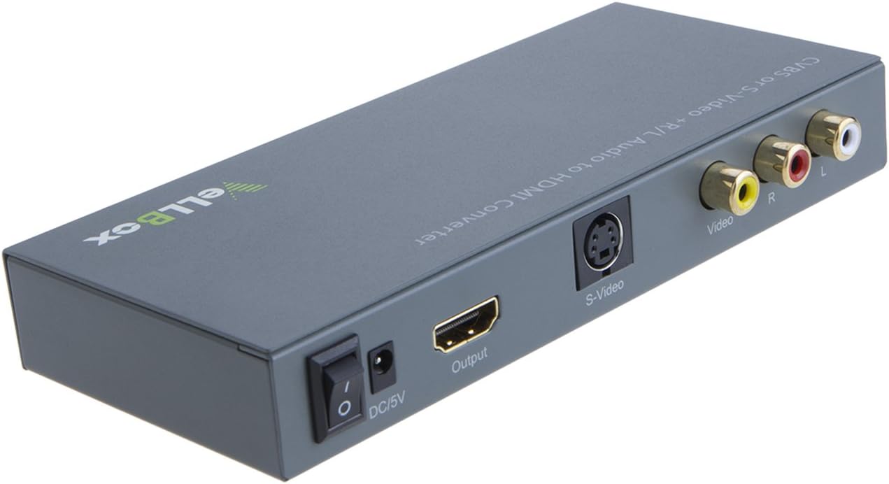 VeLLBox CVBS or S-Video +R/L Audio to HDMI Converter Support Resolution up to 720p, 5V/2A Universal Power Adapter, Grey