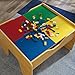 KidKraft 2-in-1 Reversible Top Activity Table with 200 Building Bricks and 30-Piece Wooden Train Set, Natural, Gift for Ages 3+