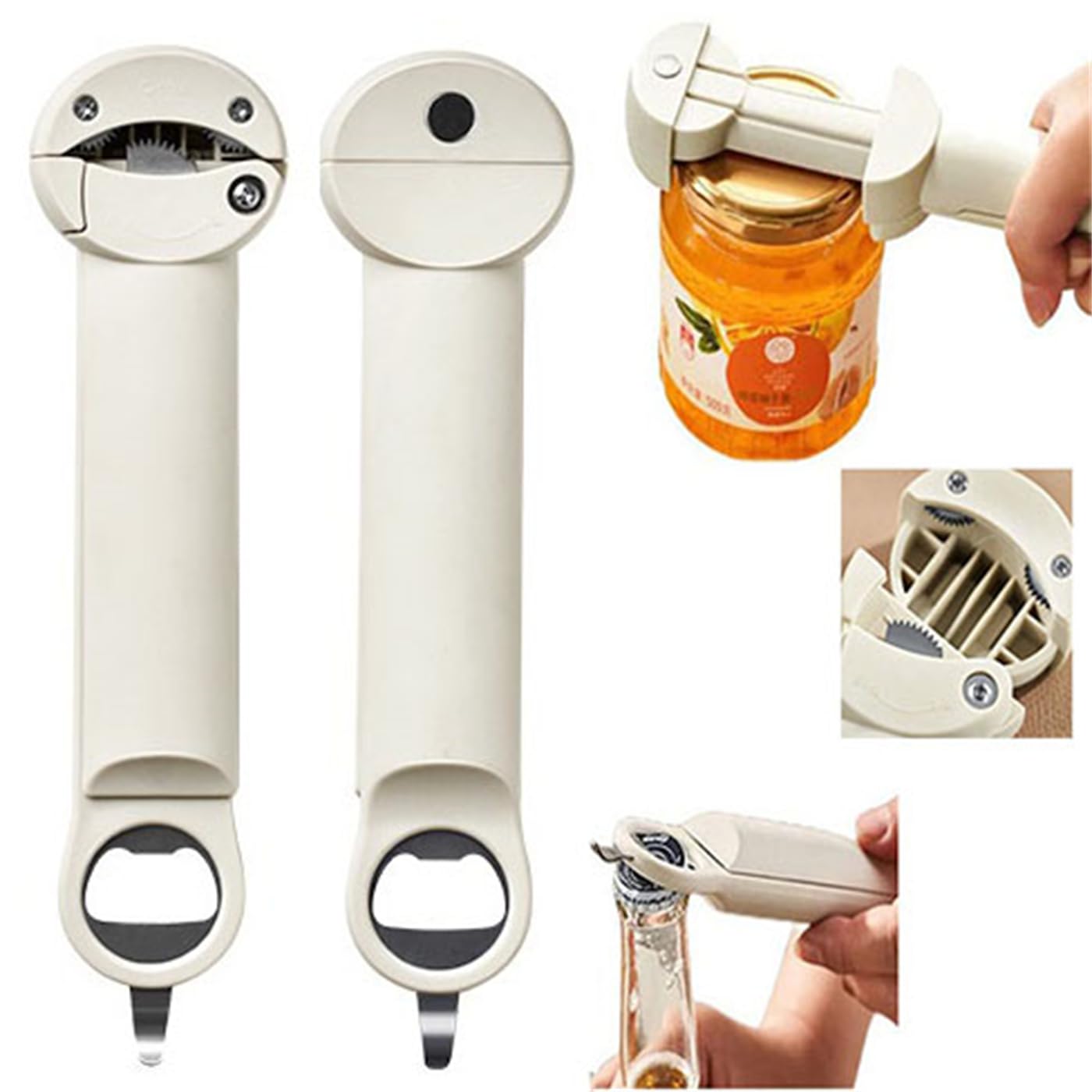 Atornillador de tapa ajustable de acero inoxidable, abridor de botellas retráctil multifuncional, abridor de latas magnético, herramienta de cocina múltiple for tarros de gelatina, vino, cerveza y otr