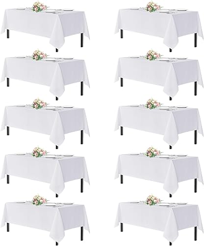 Miniatura 54 de sancua - Manteles blancos rectangulares, paquete de 8 manteles para mesas de 6 pies - Fundas de mesa lavables de poliéster para bodas, fiestas de