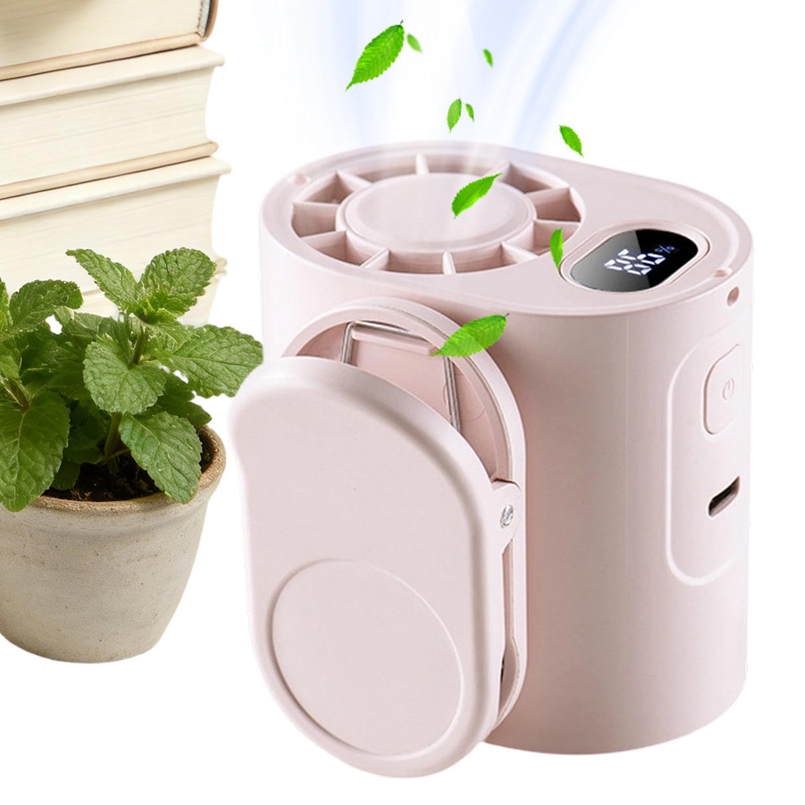 Ventilador portátil de pinza ideal para camping y playa con 5 velocidades y pantalla