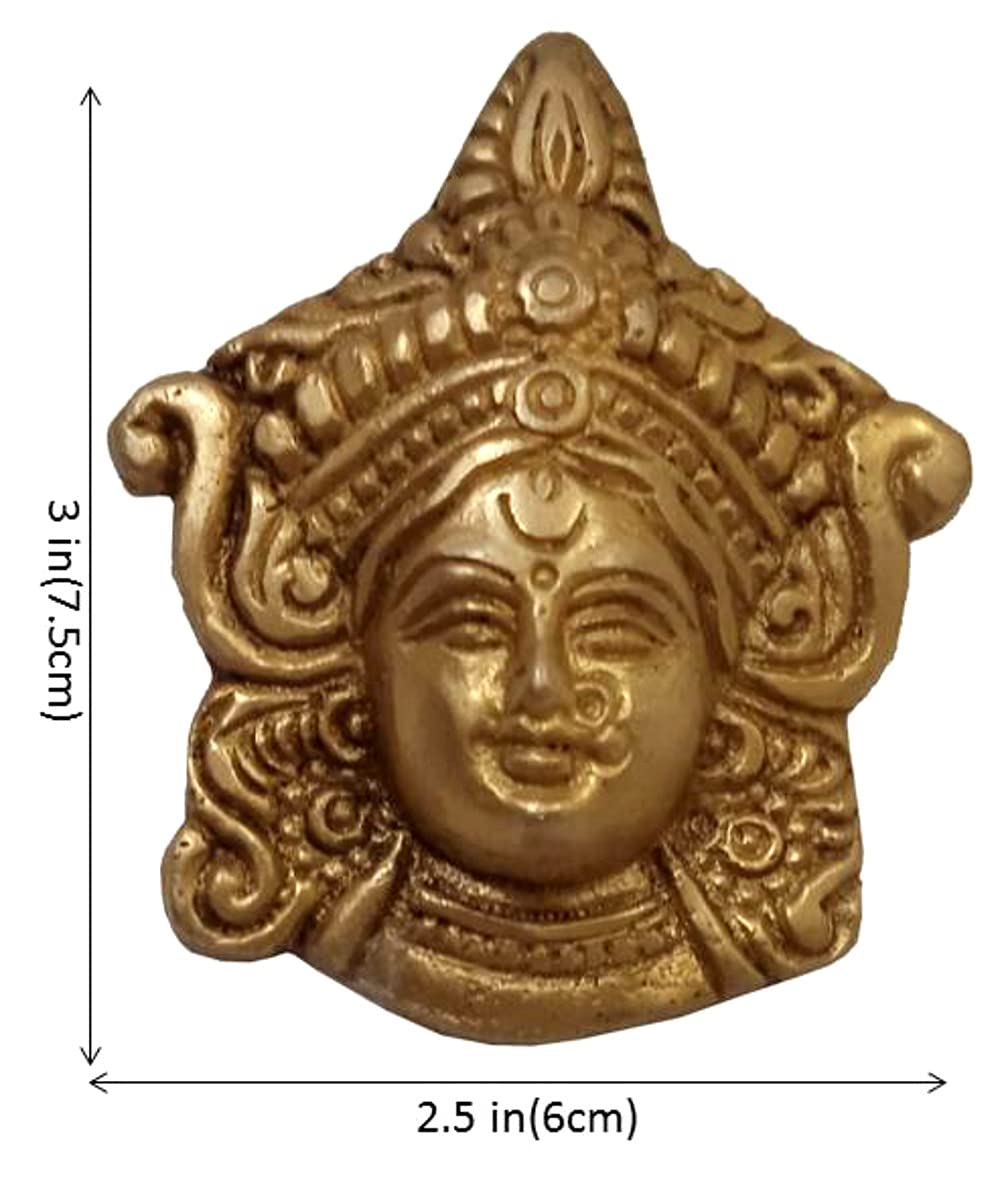Purpledip Mosiężna bogini Idol Durga: wisząca mała tabliczka na ścianie (12432)
