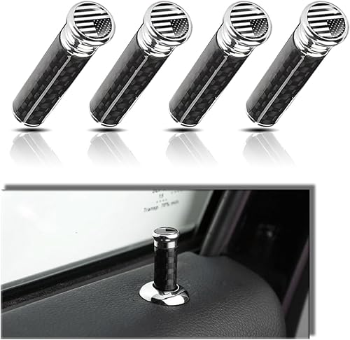 4 pomos de bloqueo de puerta de automóvil con bandera estadounidense, cubierta de pasador de puerta de automóvil de fibra de carbono, accesorios de