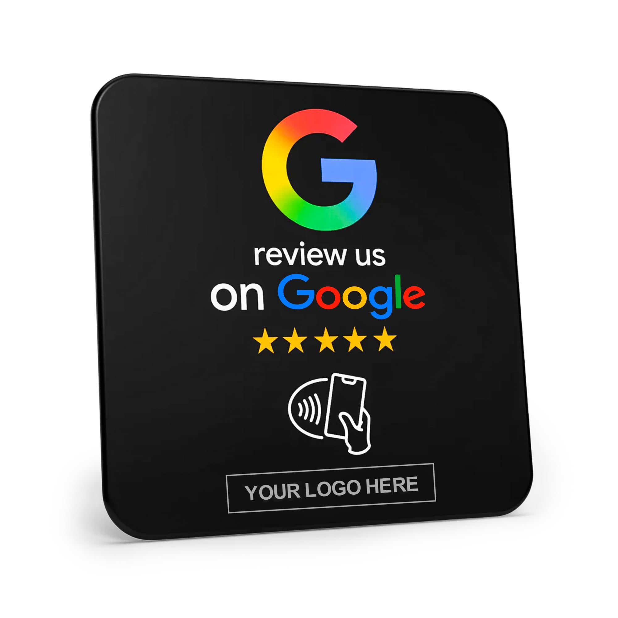 Customized Google Review NFC Plate – Contactless Tap or Scan Review Plate for Business Counters & Walls Works with iPhone & Android with No App Required – Black
