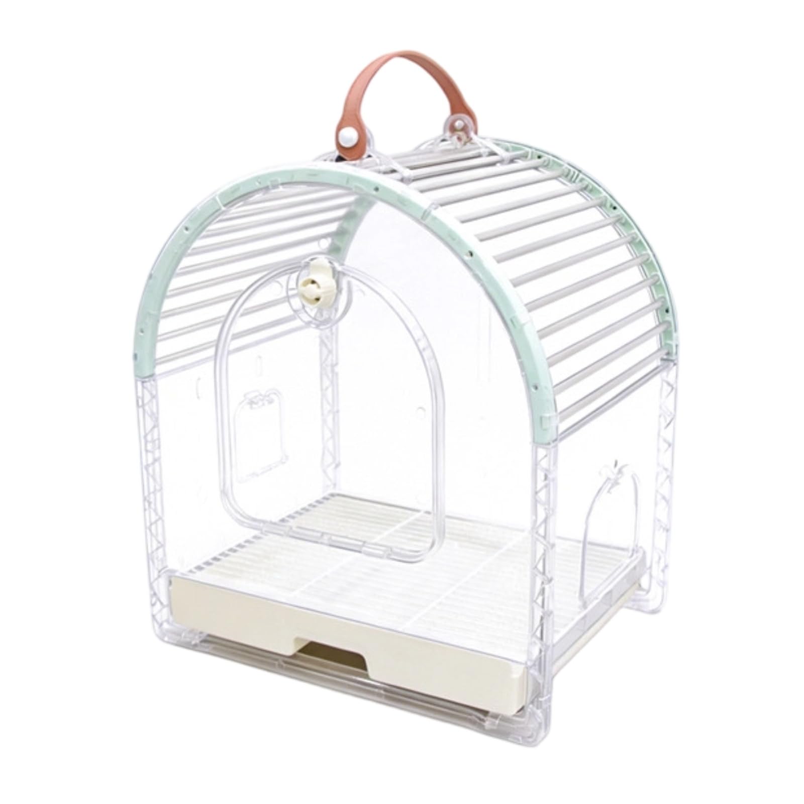 Jaula Viaje con Banja Extraíble Transparente Jaula Viaje con Asa Ligera Transportín Banja Extraíble para Viajes, Excursiones, Verde