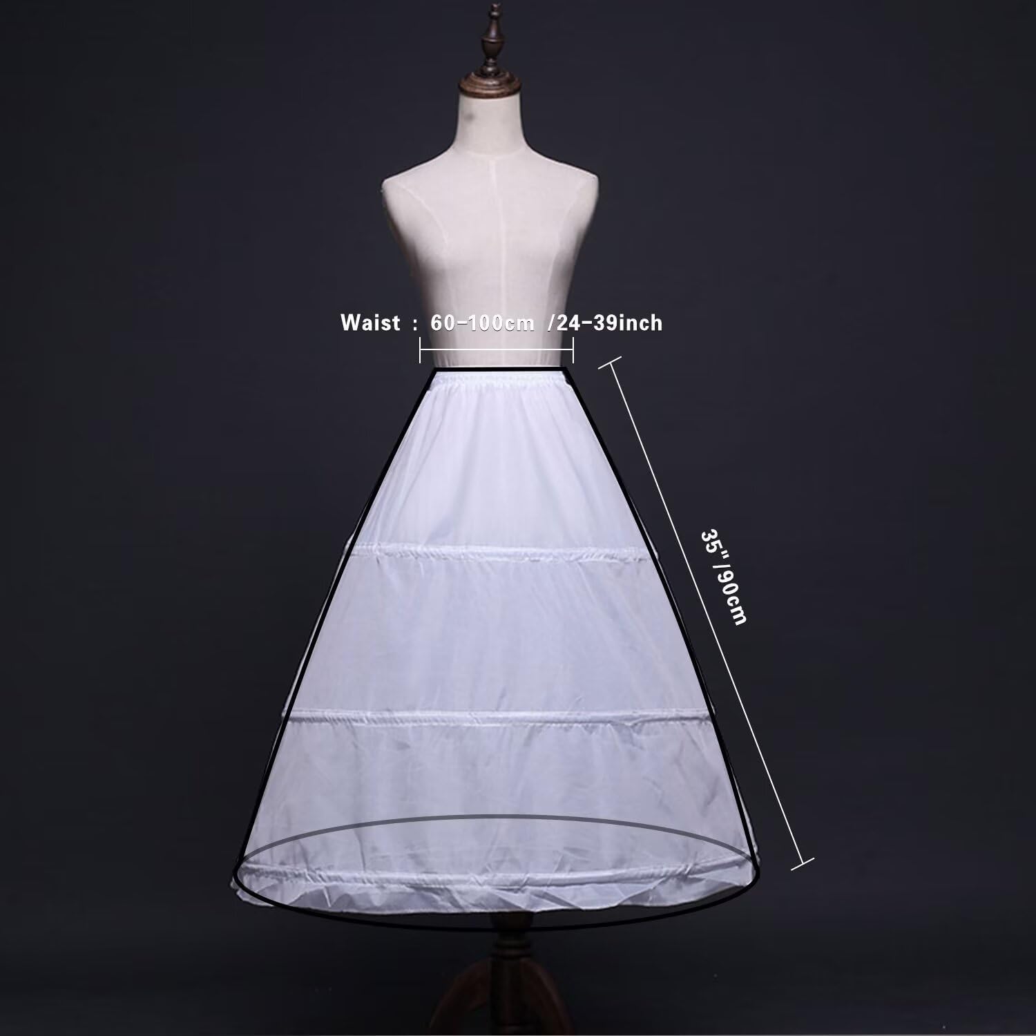 ZLQQ Women's 4-Hoop Petticoat Crinoline Underskirt for Wedding Ball Gown Tutu Tulle Slips Skirt - Image 3
