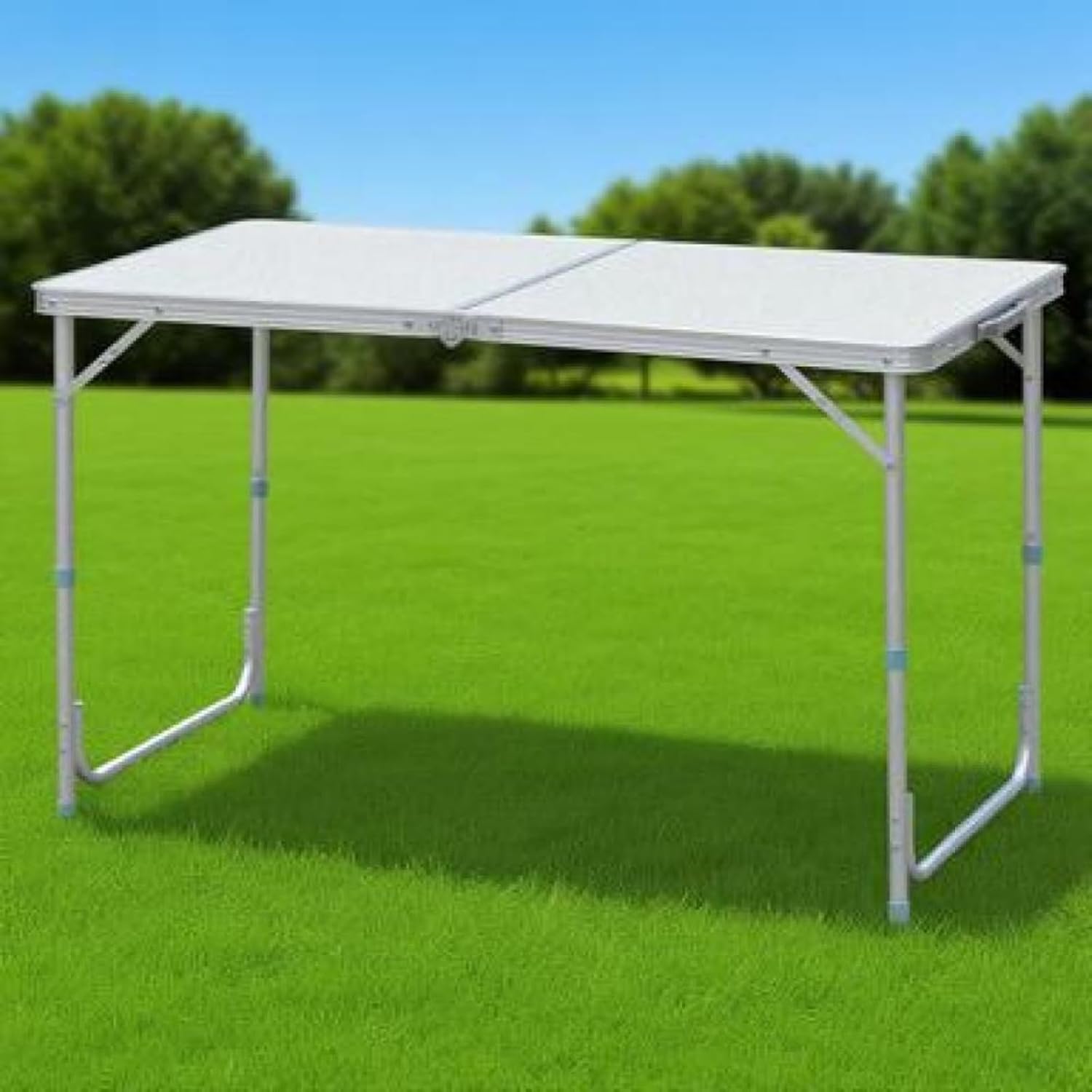 Aluminum Lightweight Portable Folding Outdoor Camping Table with Two Height Settings Legs, Modern Picnic Tables for Patio, Lawn & Garden
