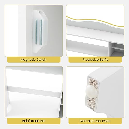 Miniatura 8 de Tangkula Armario de almacenamiento sobre el inodoro, organizador de baño con soporte para papel higiénico, estantes ajustables, soporte