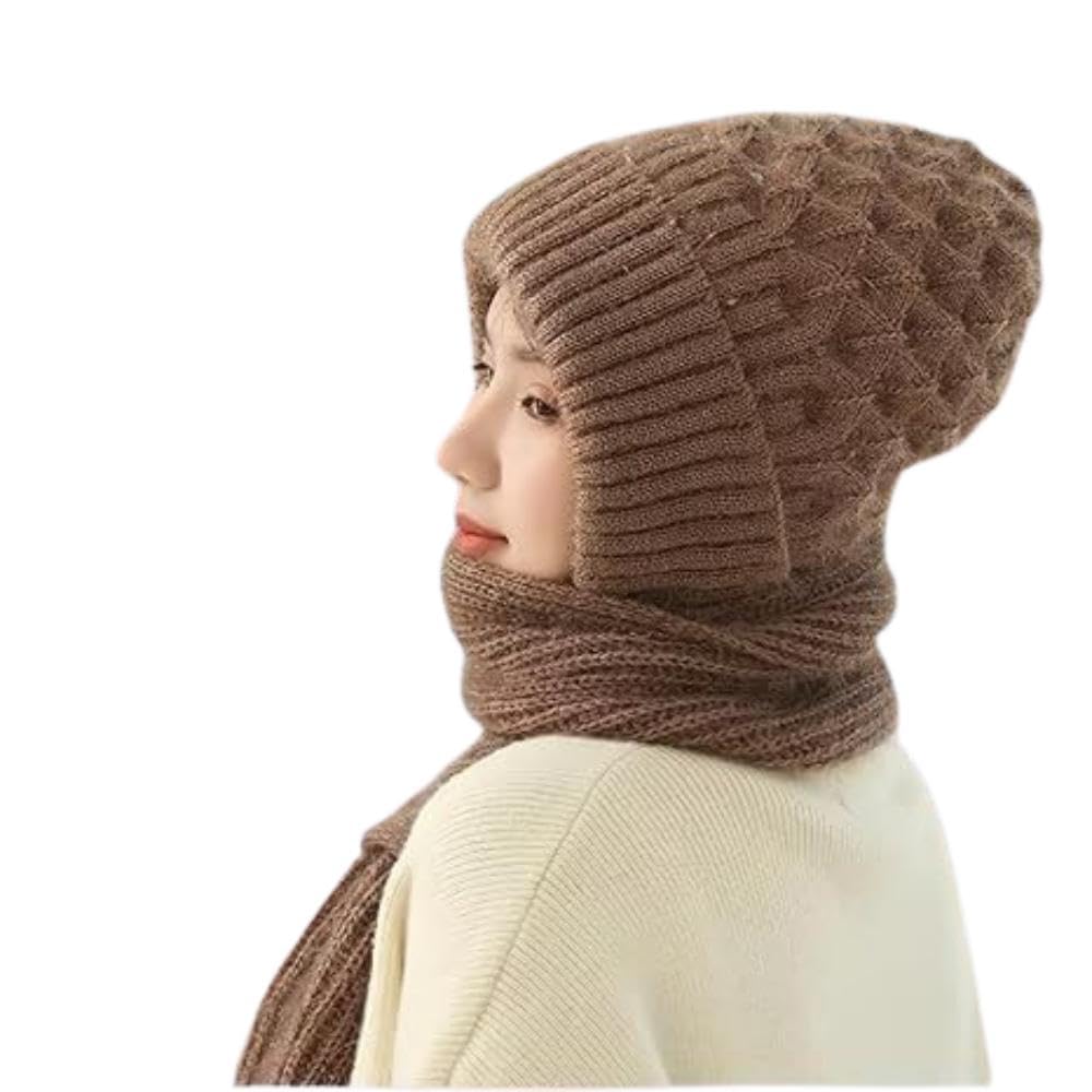 Winter Warm Knitted Beanie Hat with Scarf for Men & Women | Soft Woolen Cap & Neck Warmer Combo | Cold Weather Protection | Stylish Unisex Winter Wear-image-12
