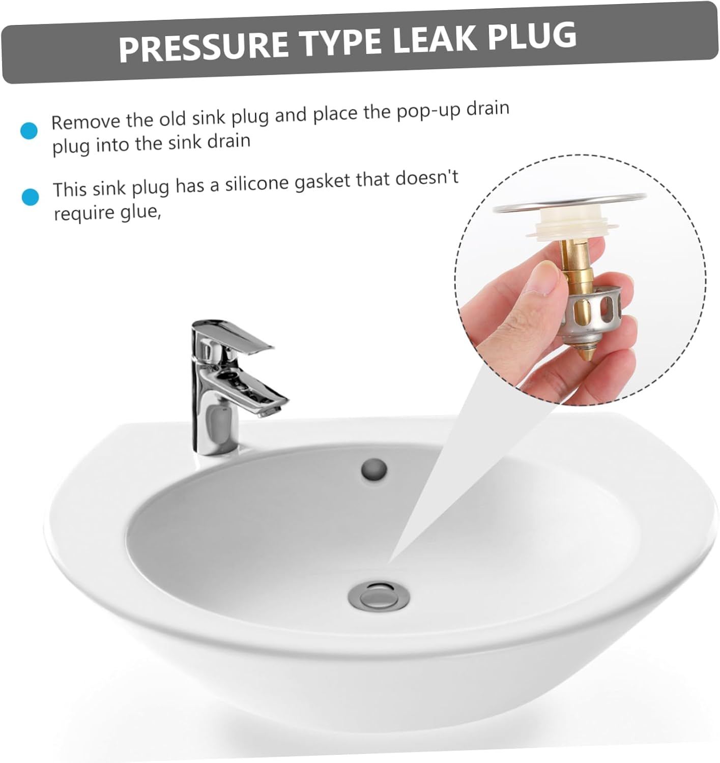 DOITOOL Universal Sink Drain Stopper Strainer with Bounce Core Fits Bathroom Basins Detachable Hair Catcher Prevents Leakage and Clogging Dark Finish