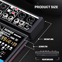 Vista 7 de BOMGE Interfaz de mezclador de sonido de audio mini DJ de 4 canales con MP3, USB, Bluetooth, grabación estéreo, alimentación fantasma de 48 V, 99