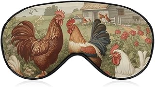 Chickens and Farm Eye Masks Sleeping Detachable Breathable Eye Cover Soft Block Light Sleep Mask for Women Men, Relaxing Pressure Night Blindfold