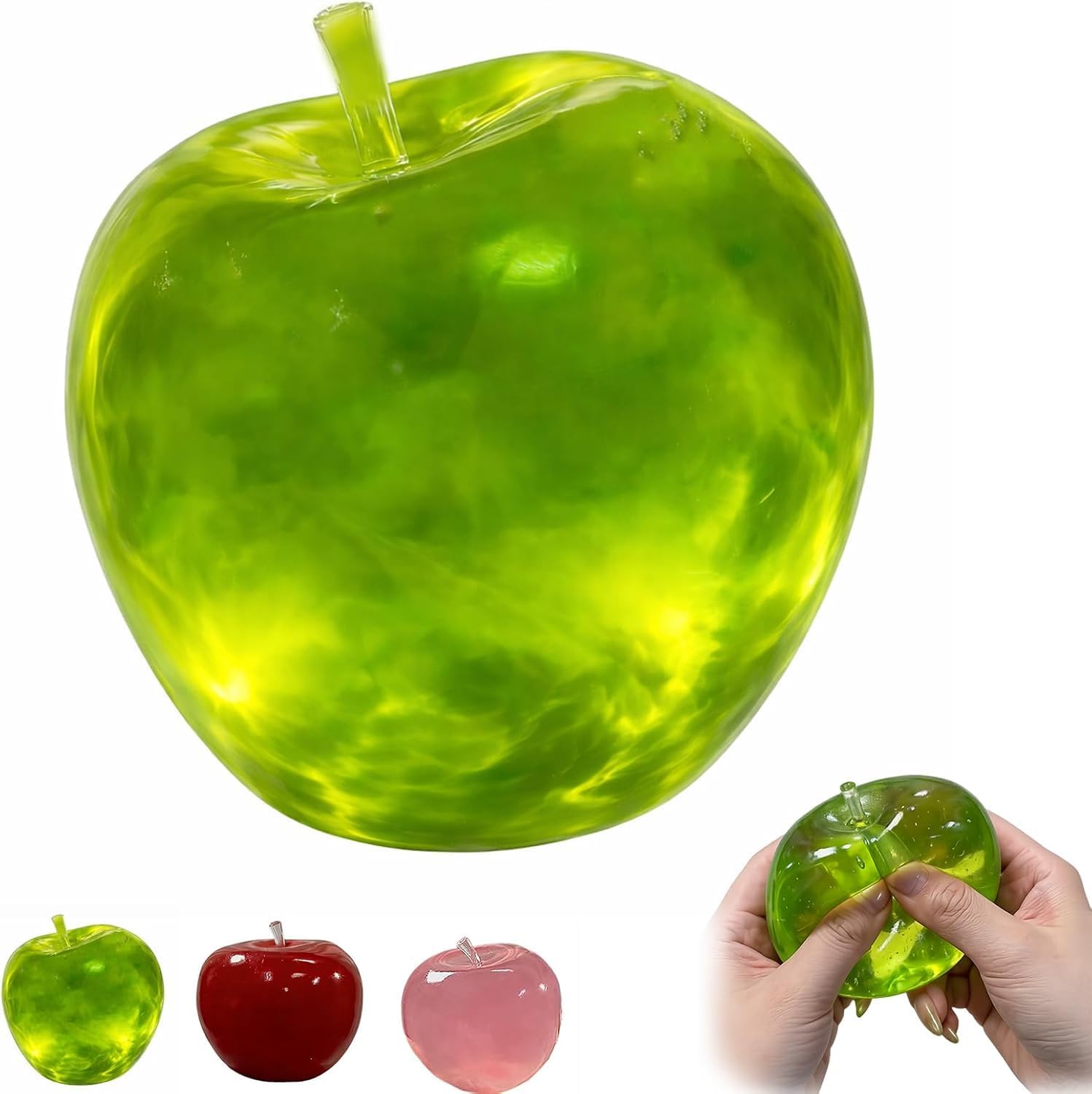 Squeeze Toys Cute Apple Squeeze Toys Moldable Fidget Sensory Soft TPR Stress Relief Toy for Kids Adults Anxiety Relief Party Favors Gifts (green) — image 1