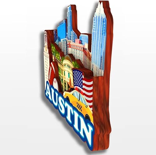 Miniatura 10 de Austin Texas USA America - Imán para nevera de madera, colección 3D, hecho a mano, viajes, ciudad, recuerdos, refrigerador, decoración del hogar,