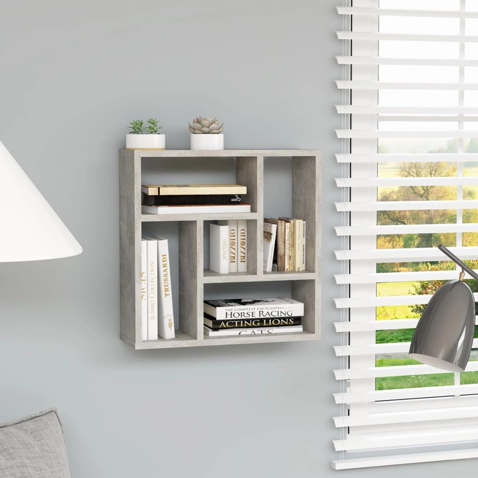 Gecheer Mensola da parete, scaffale moderno con 5 scomparti, legno multistrato, per soggiorno, bagno, camera da letto, corridoio, cucina, ufficio