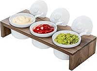 Vista 1 de MyGift Juego de Servir de Condimentos de 10 Piezas Incluye Bandeja de Presentación Elevada de Madera Sólida de Acacia Premium y 3 Cuencos