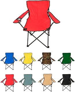 Jardin202 - Silla de Camping Plegable de Acero con Reposabrazos y Funda con Asas- 80x80x50 cm, Resistente al Agua - Ideal para Exterior | Unidad (Roja)