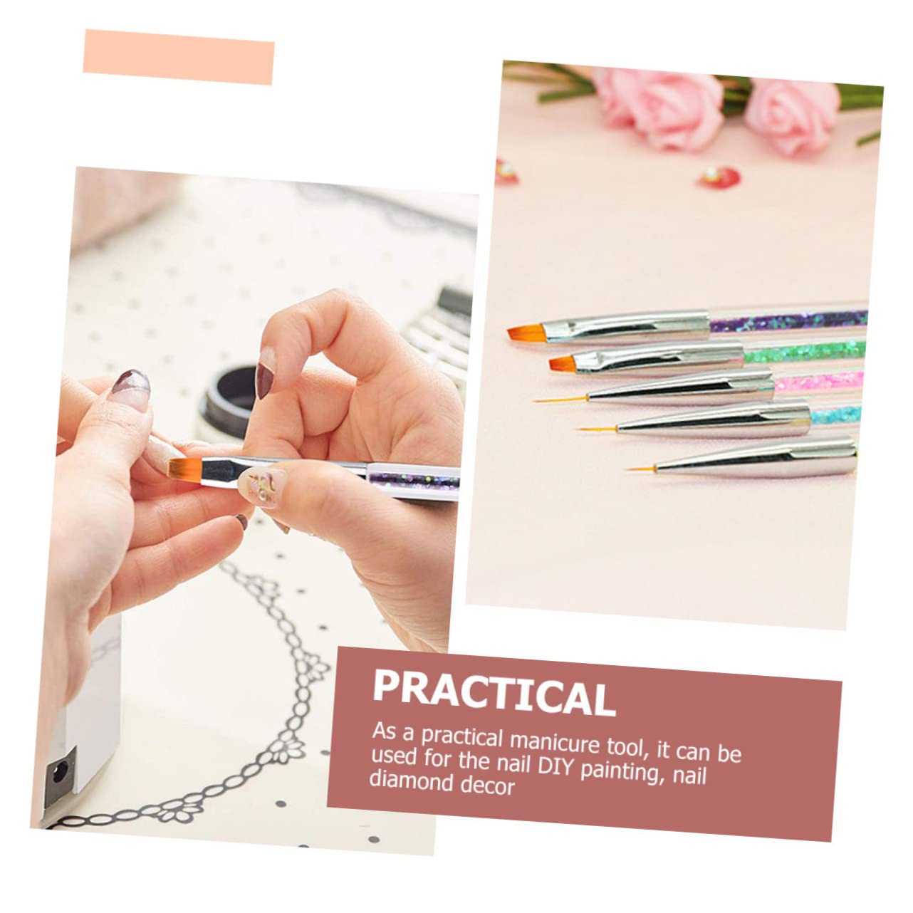 Healeved 3sets Pennelli Per Nail Art Multifunzionali Per Decorazioni Unghie Strumenti Portatili Per Manicure Per Casa e Saloni Di Bellezza