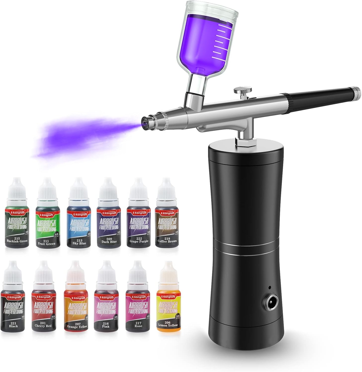 EKongton Cake Airbrush Decorating Kit with 12 Vivid Airbrush Food