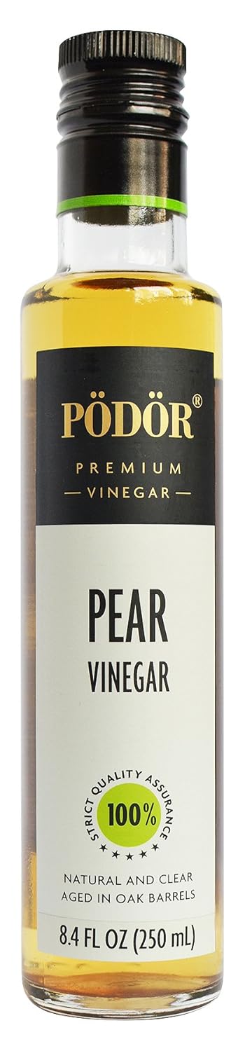 PÖDÖR Premium Pear Vinegar - 8.4 fl. Oz. - 100% Natural, Aged in Oak Barrels, Fermented, Unfiltered, Vegan, Gluten-Free, Non-GMO in Glass Bottle