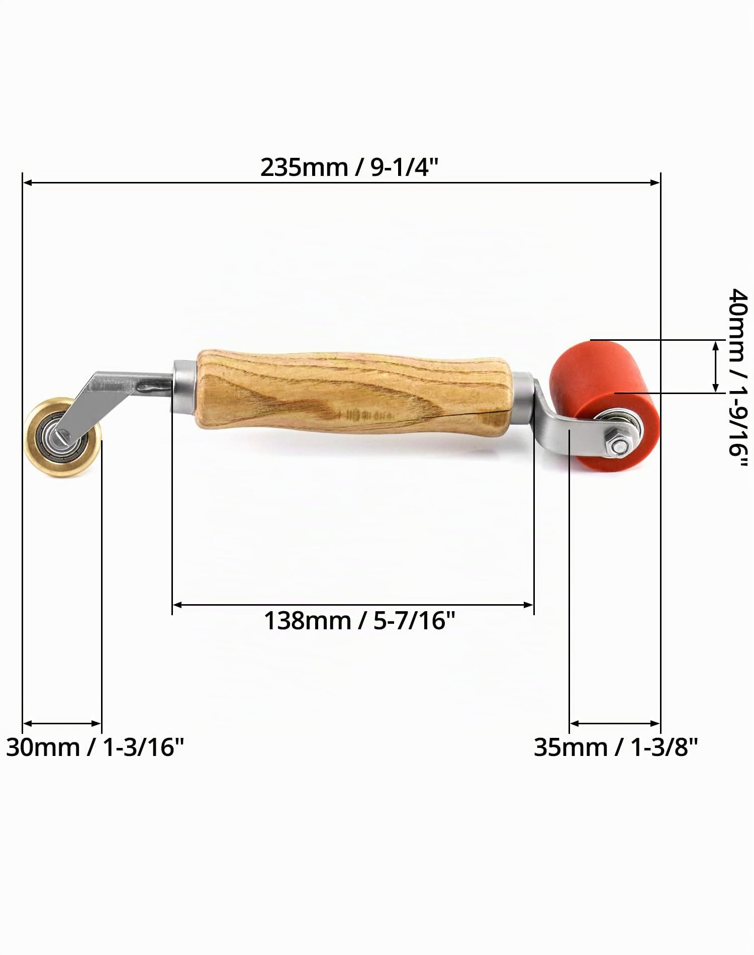 QWORK® 2 EN 1 Rouleaux de pression Résistant Haute Température, 40mm rouleau de joint en caoutchouc et 6 mm Rouleau Presseur en Laiton, pour Soudage Bâches PVC/TPO/EPDM