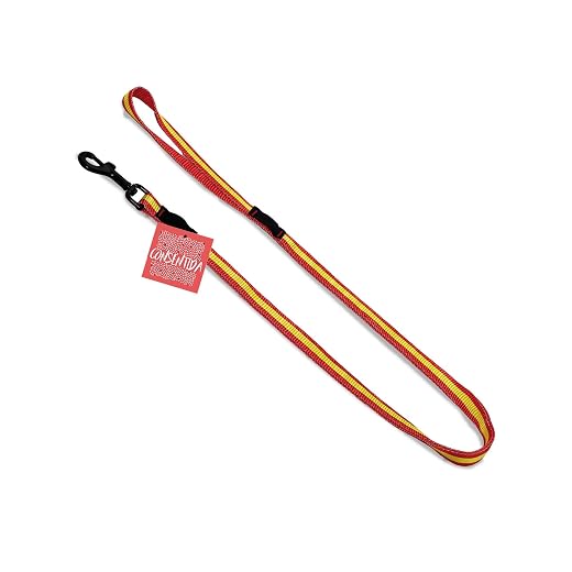 Correa Para Perro Pequeño T1 - Talla S 120 X 1 Cm - Bandera De España - Color Rojo Y Amarillo - Tejido Resistente Fabricado En Nylon - Abrochado Fácil - Accesorios Para Perros - Consentida