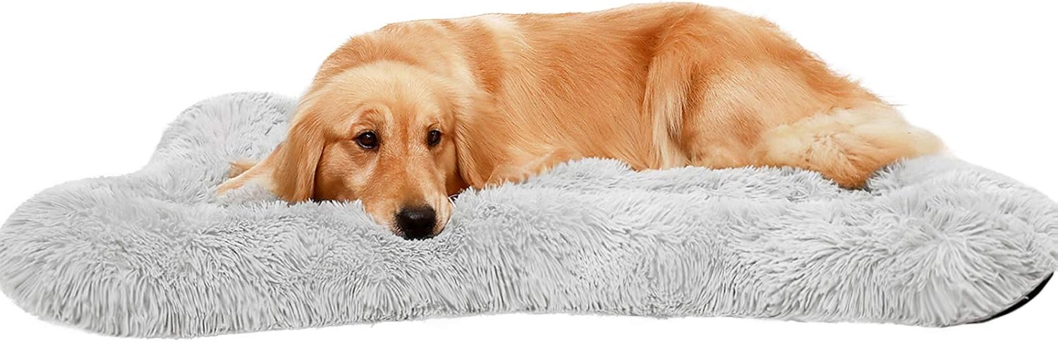 HACHIKITTY Calming Dog Bed Crate Pads, Dog Crate Bed Large Dogs, Dog Crate Mats Machine Washable Grey X-Large