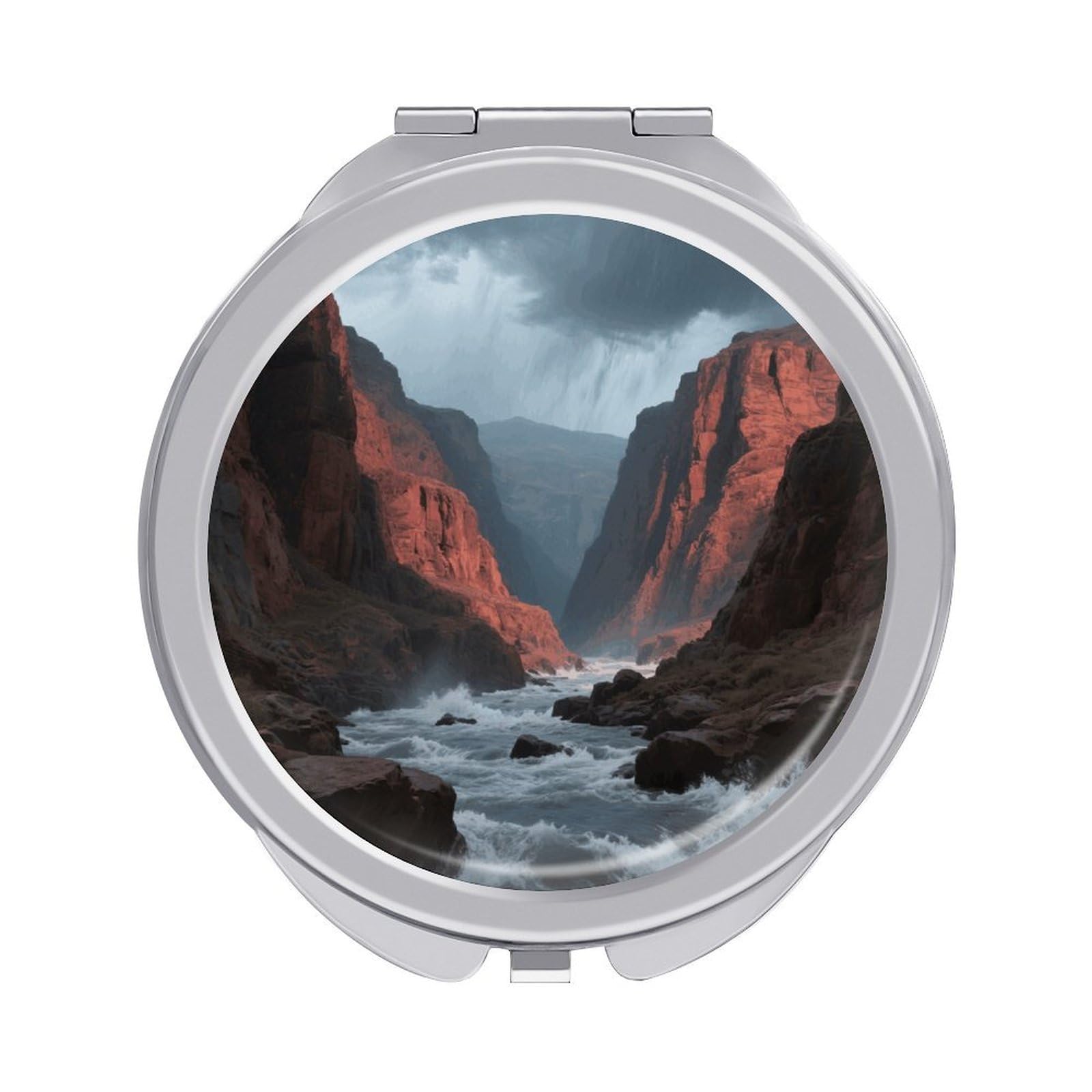 VstaDank Topographic Travel Makeup Mirror 2 X /1 X Magnifying Mini Vintage Pocket Mirror for Purse Small Portable Folding Small Round Mirrors Portable Vanity Mirrors for Women