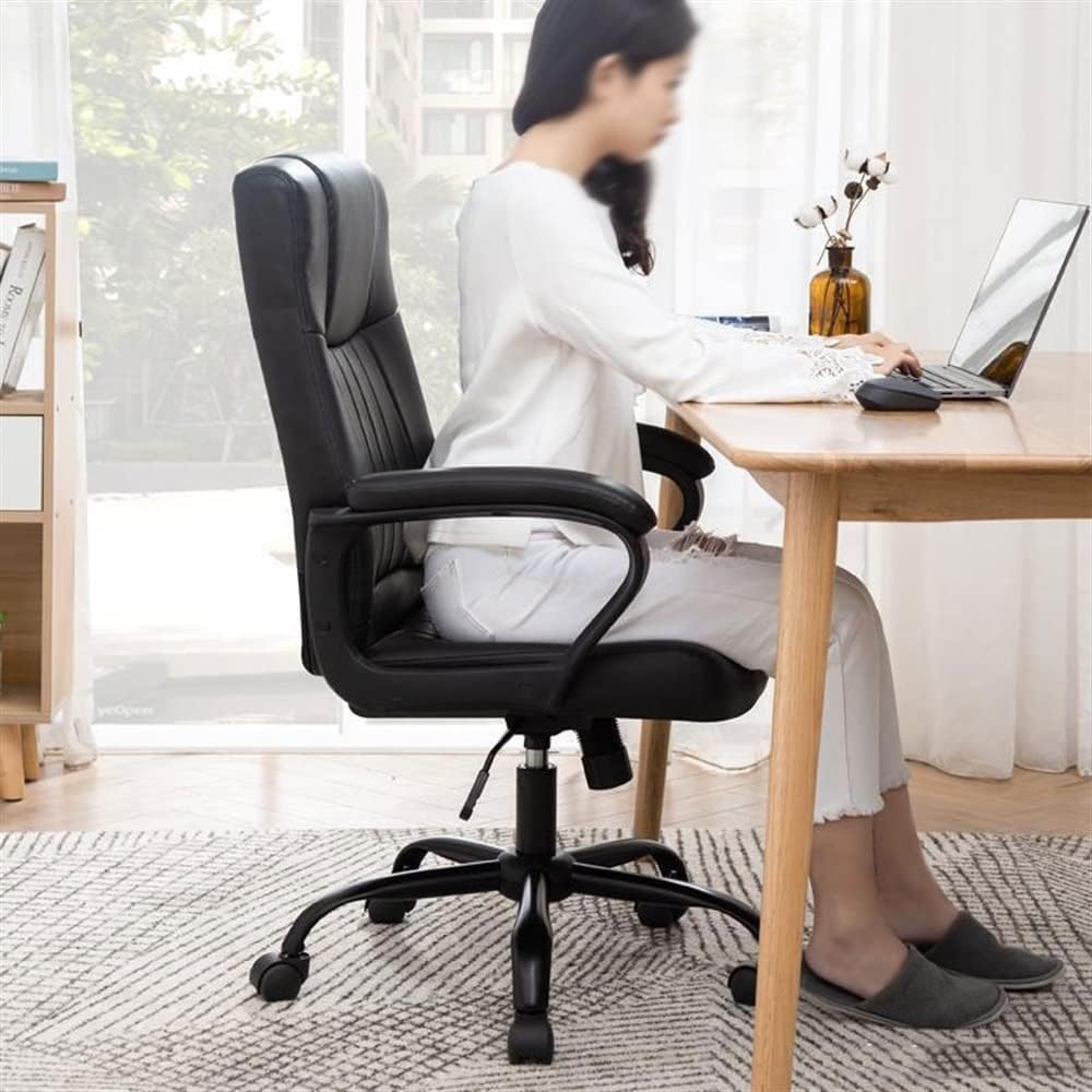 TOEWOE 【ラウンドローラーシートスツール】 エグゼクティブオフィスチェア、エルゴノミクスチェア、調節可能な回転チェア、PUレザーホームオフィスデスクチェア、ホーム