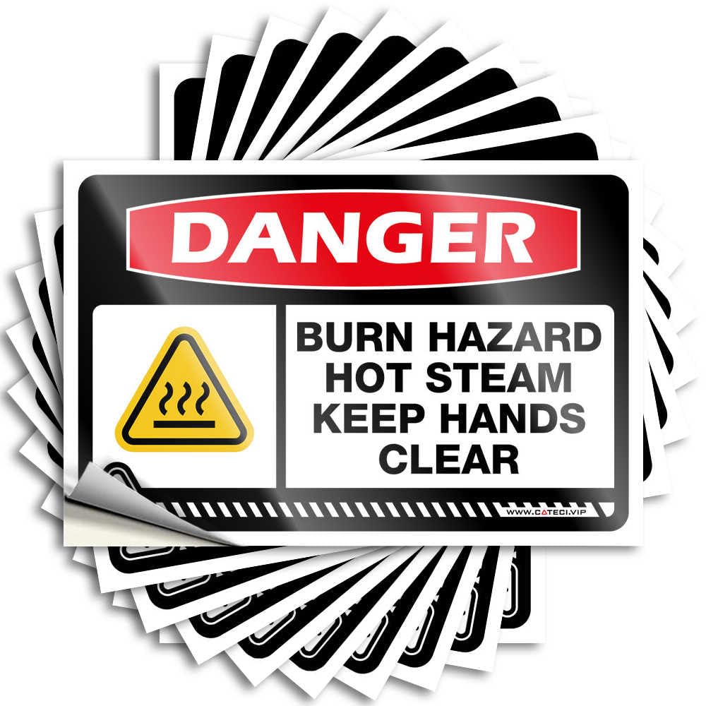 Car Window Stickers Danger Burn Hazard Hot Steam Keep Hands Clear Stickers 10Pcs Mechanic Stickers Funny Signs for Bedroom(6X9CM)