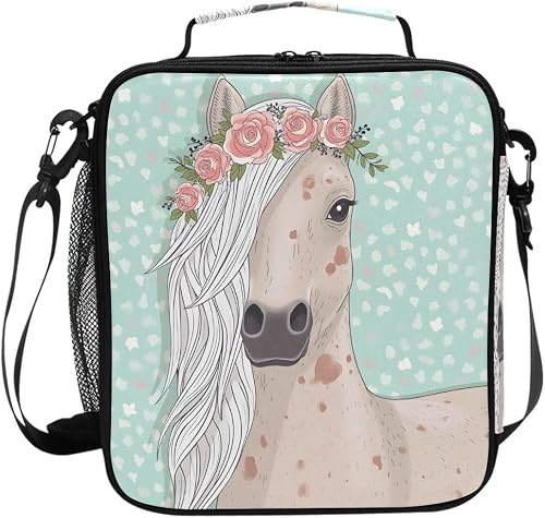 senya Insulated Lunch Box Horse Flower Large Lunch Bag Warmer Cooler Meal Prep L