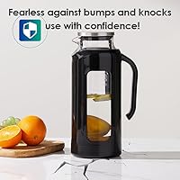 Vista 5 de Delove Glass Pitcher with Lid & Shatterproof Shell – Heat-Resistant Borosilicate Glass Jug, 2 L/68 oz with Handle & Spout – Perfect for Iced Tea